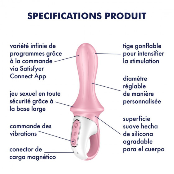 Vibromasseur anal gonflant connecté rose USB Pas Cher