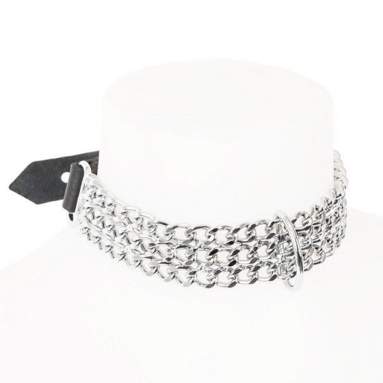 Collier Chaine Cuir Noir