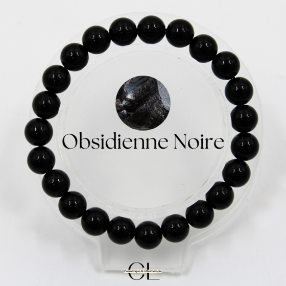 Bracelet en Pierres Naturelles Obsidienne Noire A 8mm pas cher