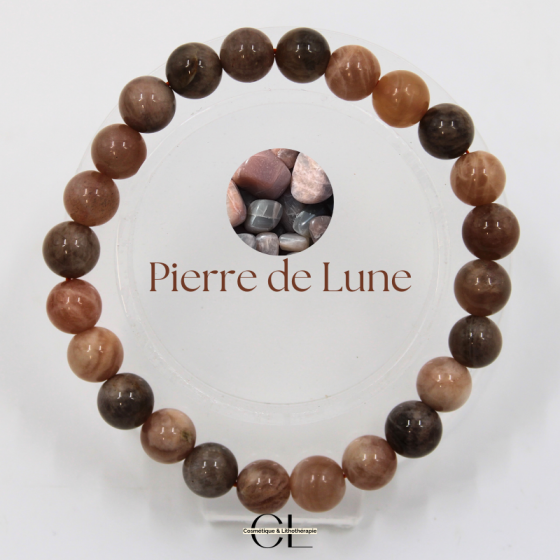 Bracelet en Pierres Naturelles Pierre de Lune Multicolore AB 8-9mm pas cher