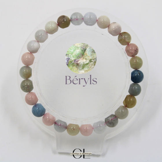 Bracelet en Pierres Naturelles Béryls Aigue Marine et Morganite A 7mm pas cher