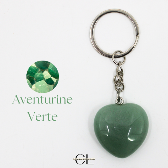 Porte-clefs avec pierre naturelle Aventurine Verte Pas Cher