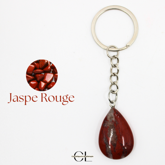 Porte-clefs avec pierre naturelle Jaspe Rouge Pas Cher