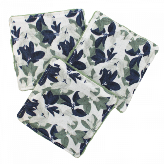 Lot de 3 Cotons Lavables Verts Assortis Motif Floral Pas Cher