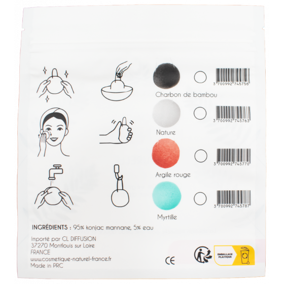 Éponge konjac Blanche Pas Cher