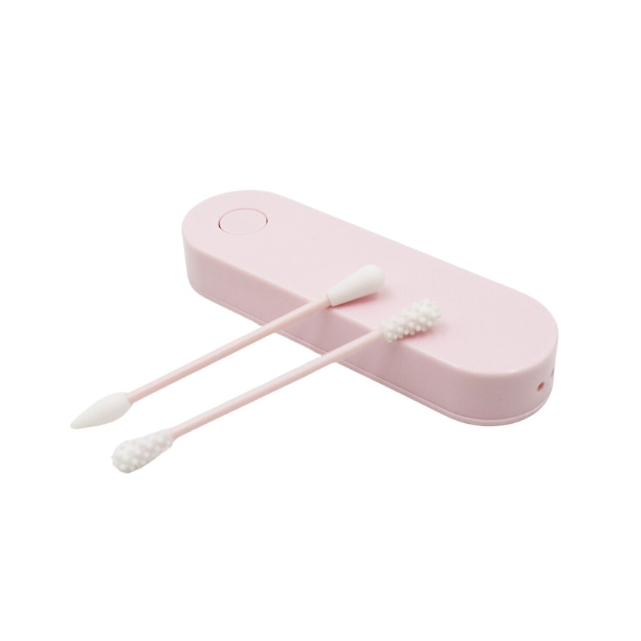 2 Cotons Tiges Réutilisables + Boite de Rangement - Rose Pas Cher