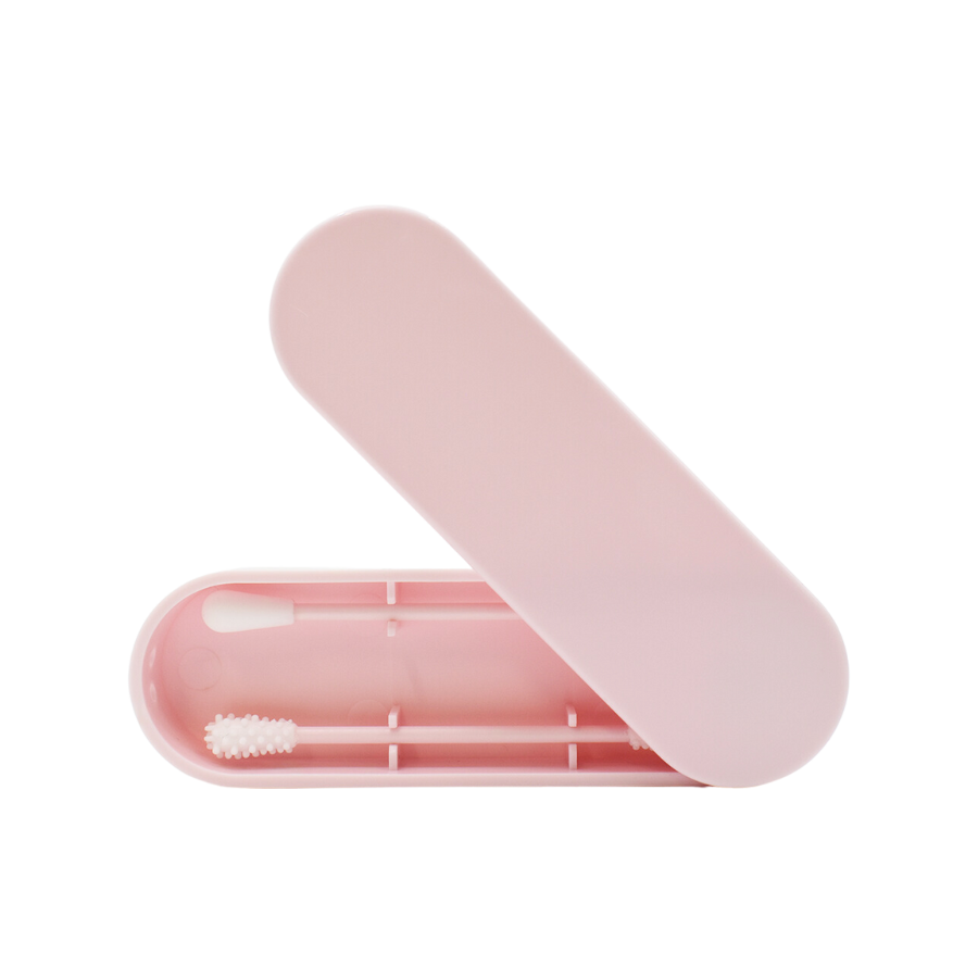 2 Cotons Tiges Réutilisables + Boite de Rangement - Rose Pas Cher