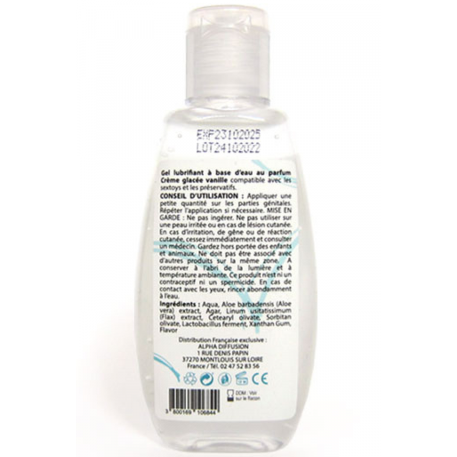 Lubrifiant à Base d'eau 100% Naturel Crème Glacée Vanille 90 ml Pas Cher | Paiement 100% sécurisé | Colis Discret |