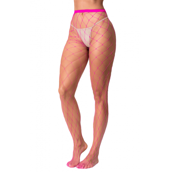 Collant large maille rose Pas Cher