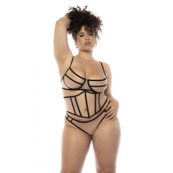 Ensemble 3 pièces noir et chair grande taille Pas Cher