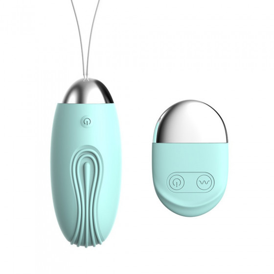 Oeuf vibrant rainuré turquoise USB avec télécommande Pas Cher