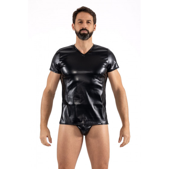 T-Shirt noir Black Desire en simili cuir Pas Cher