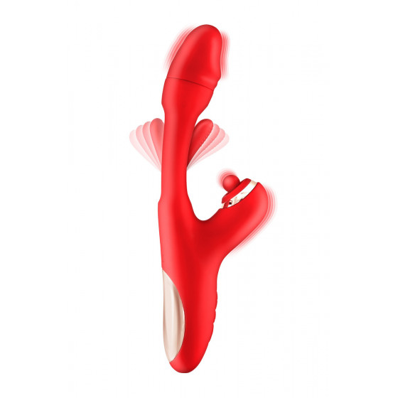 Vibromasseur rabbit 3-en-1 Joyfully rouge - Yoba Pas Cher