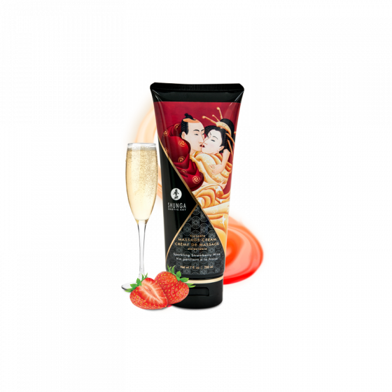 Crème de Massage Vin Pétillant Fraise Shunga - Massage Sensuel et Parfumé
