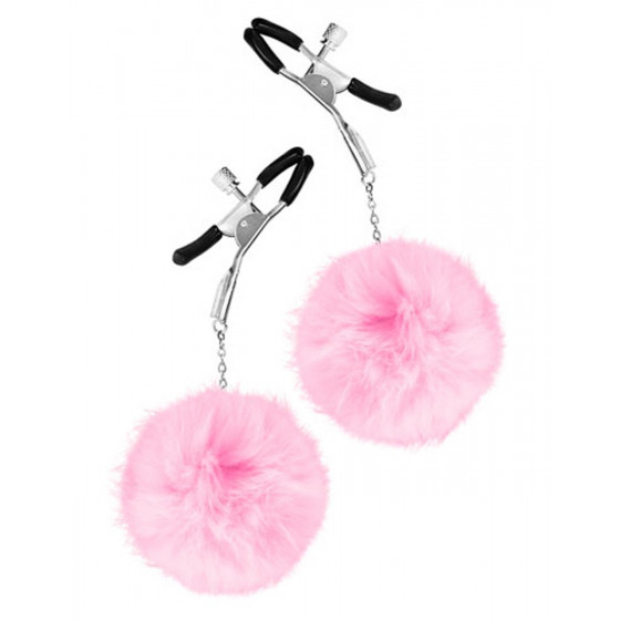 Pinces à seins réglables pompons roses – Accessoire sexy & ludique