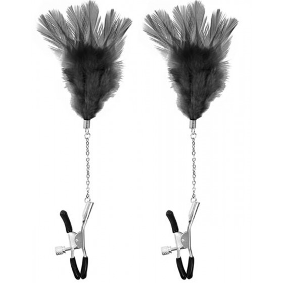 Pinces à seins réglables plumes noires – Accessoire sexy & élégant