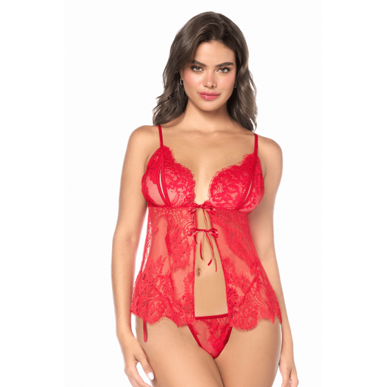 Babydoll Mapalé espiègle rouge – Lingerie sexy & string à nouer