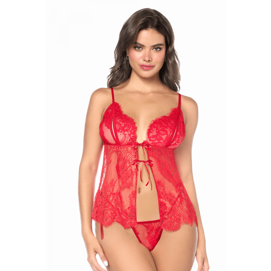 Babydoll Mapalé espiègle rouge – Lingerie sexy & string à nouer