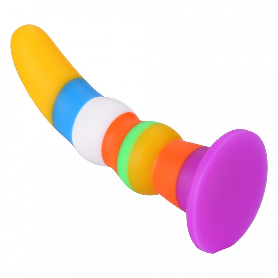 Gode ventouse 3 couleurs multicolore – Silicone hypoallergénique 19 cm