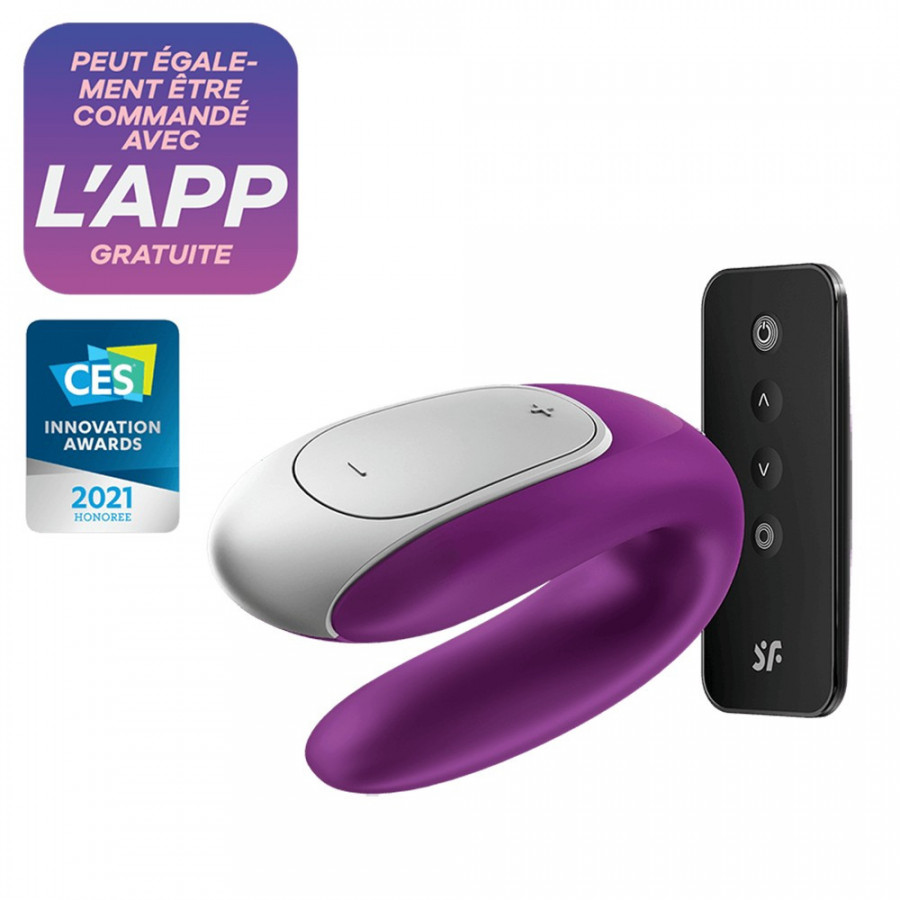 Sextoy de couple vibrant USB connecté Double Fun violet – Satisfyer