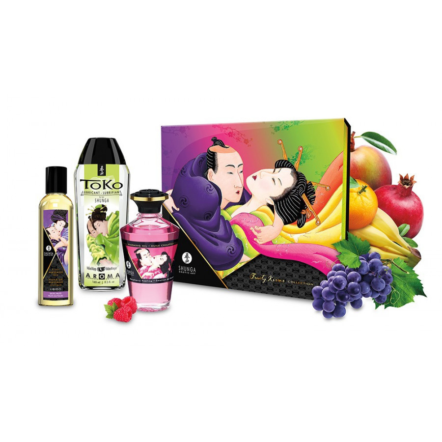 Coffret Baisers Fruités Shunga 3 produits – Huile massage, huile chauffante & lubrifiant