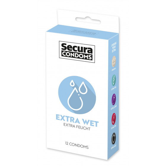 Préservatifs extra lubrifiés en latex x12 avec réservoir – 53 mm Extra Wet