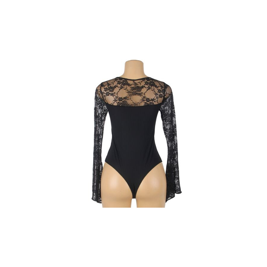 Subblime – Teddy motif floral noir | Lingerie sexy et élégante