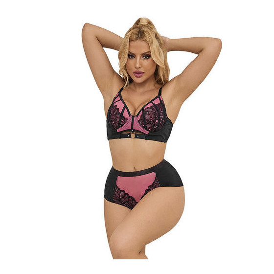 Ensemble soutien-gorge en cuir verni rose avec fermeture éclair – Lingerie SUBBLIME