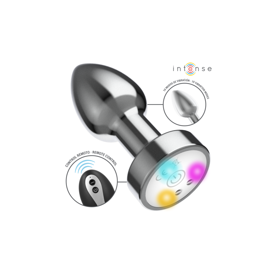 Plug anal vibrant en métal avec LED et télécommande – Taille S