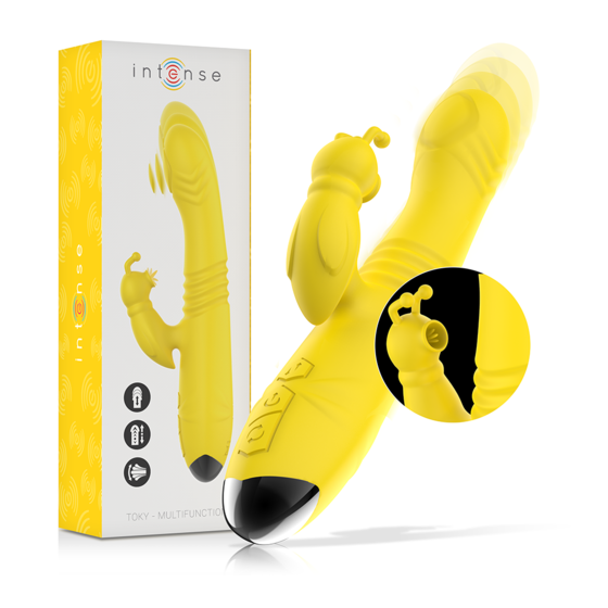 INTENSE - VIBRATEUR MULTIFONCTION TOKY UP & DOWN AVEC STIMULATEUR CLITORAL JAUNE