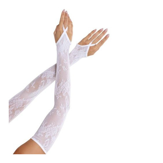 Gants chauffants extra longs en dentelle florale blancs – Leg Avenue | Accessoire sexy, taille unique