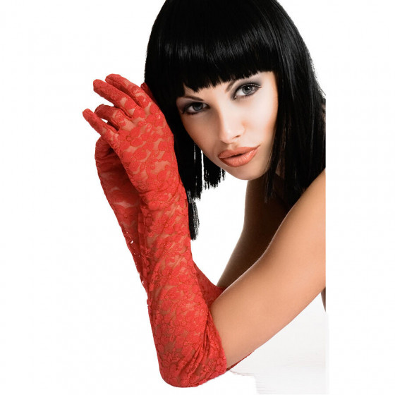 Gants Chilirose CR‑3071 rouges – Gants en dentelle sexy, taille unique | Accessoire lingerie