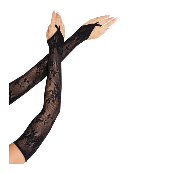 Gants chauffants extra longs en dentelle florale noirs – Leg Avenue | Accessoire sexy, taille unique