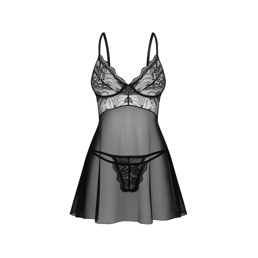 Perisia Babydoll et String Noirs - Lingerie Séduisante | Ma Boutique en Folie