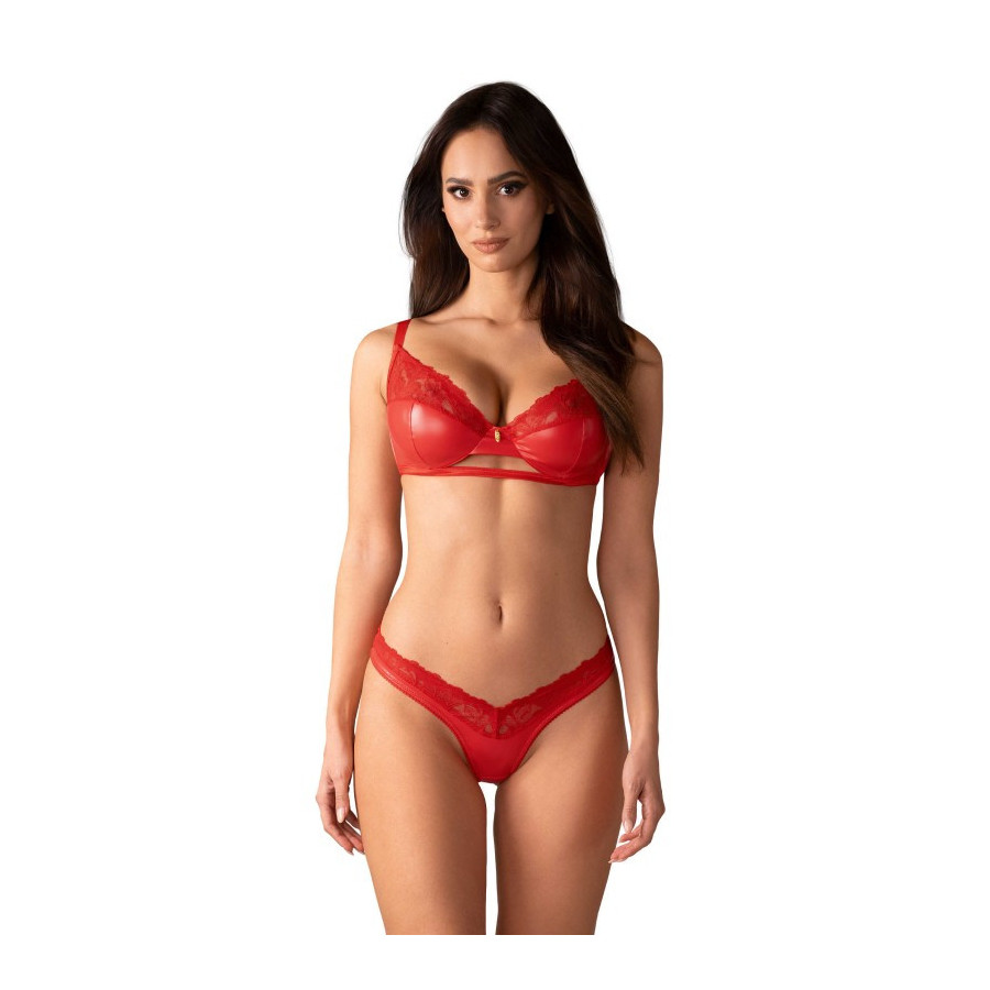 Aliosa ensemble lingerie 2 pièces rouge – Soutien-gorge et string Obsessive