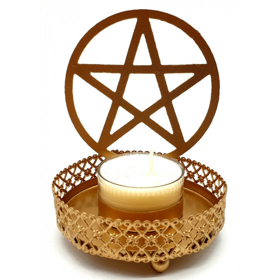 Bougeoir Pentacle en métal 11 cm – Ambiance zen & spirituelle | Ma Boutique en Folie