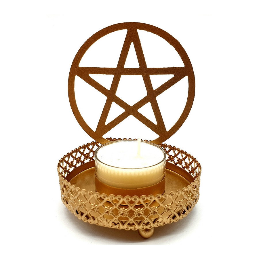 Bougeoir Pentacle en métal 11 cm – Ambiance zen & spirituelle | Ma Boutique en Folie