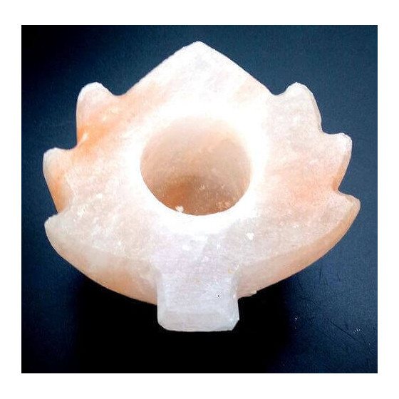 Bougeoir Cristaux de Sel Feuille d’Érable 10 cm – Ambiance zen & déco naturelle | Ma Boutique en Folie