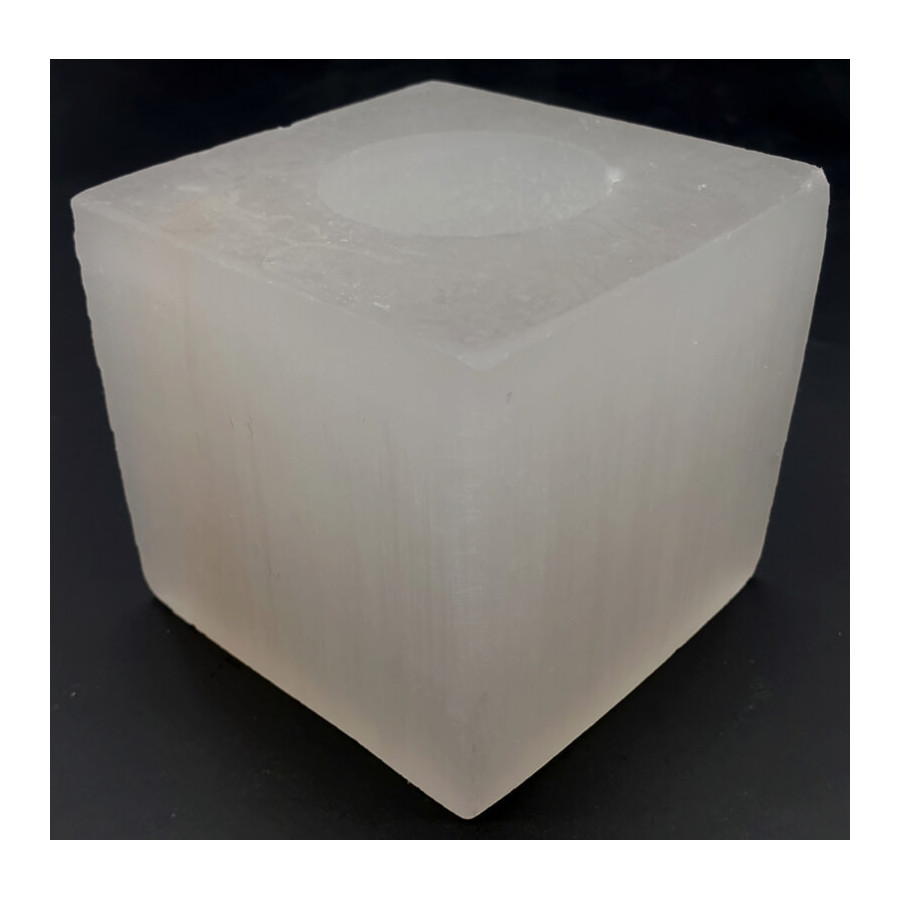 Bougeoir Sélénite Carré 8cm – Ambiance zen & déco naturelle | Ma Boutique en Folie