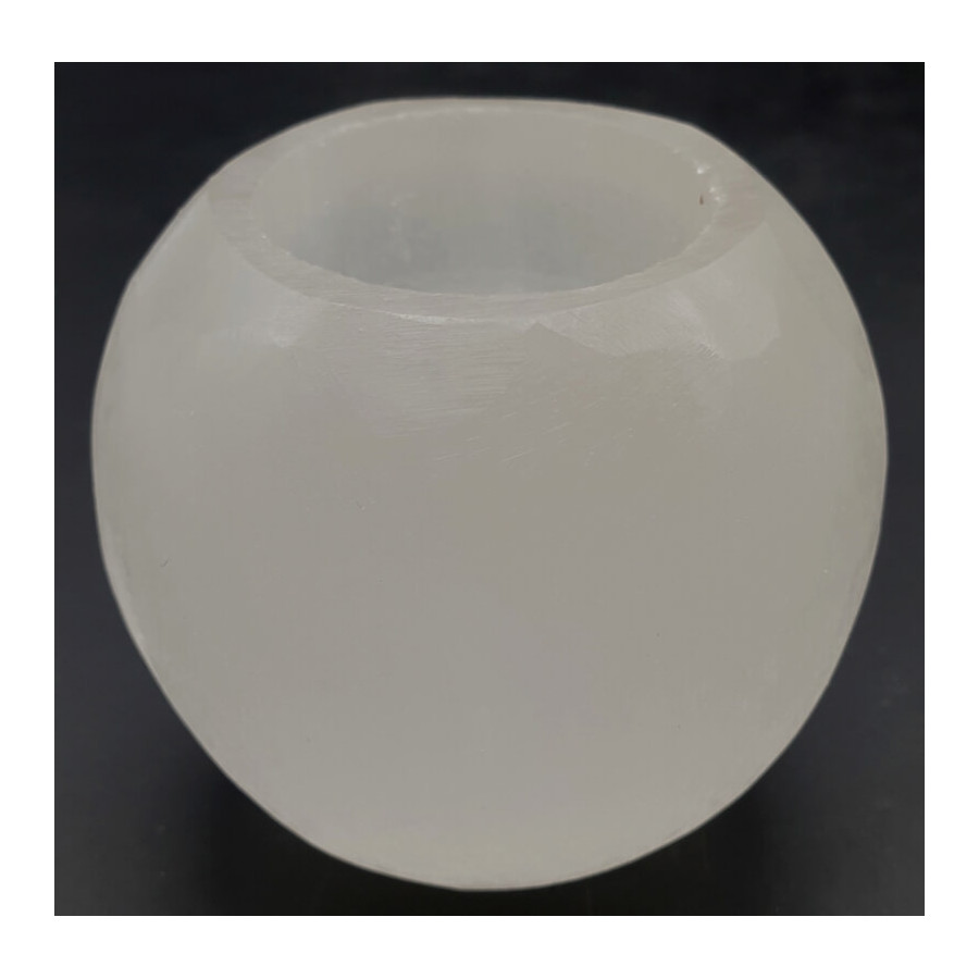 Bougeoir Sélénite Rond Poli 8cm – Ambiance zen & déco naturelle | Ma Boutique en Folie