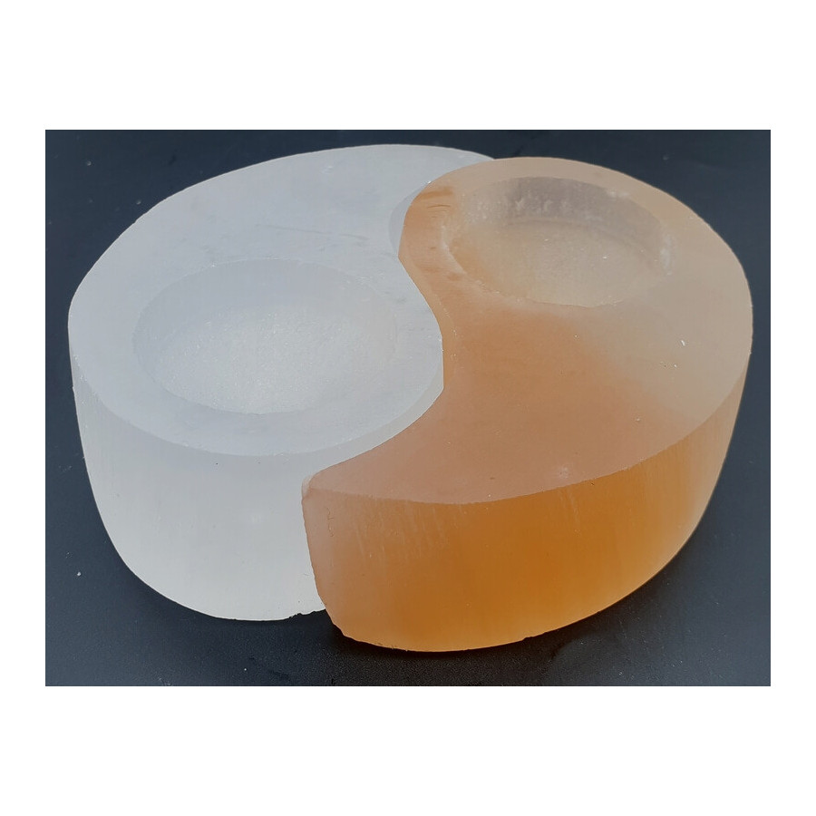 Bougeoir Sélénite Yin-Yang 11cm – Ambiance zen & déco naturelle | Ma Boutique en Folie