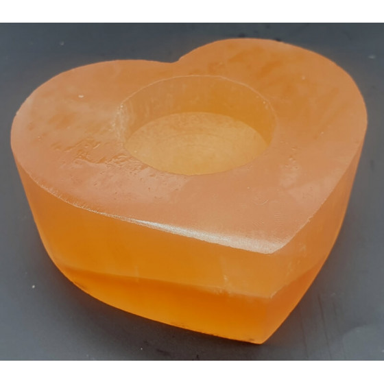 Bougeoir Sélénite Orange Coeur 8cm – Ambiance zen & déco naturelle | Ma Boutique en Folie