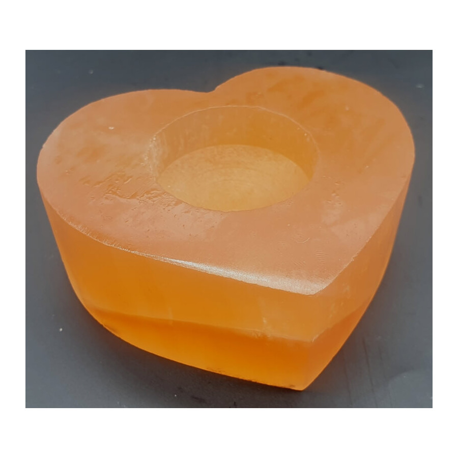 Bougeoir Sélénite Orange Coeur 8cm – Ambiance zen & déco naturelle | Ma Boutique en Folie