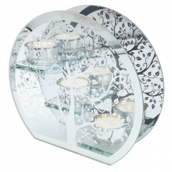 Bougeoir Verre Arbre de Vie Triple 18cm – Ambiance zen & déco naturelle | Ma Boutique en Folie