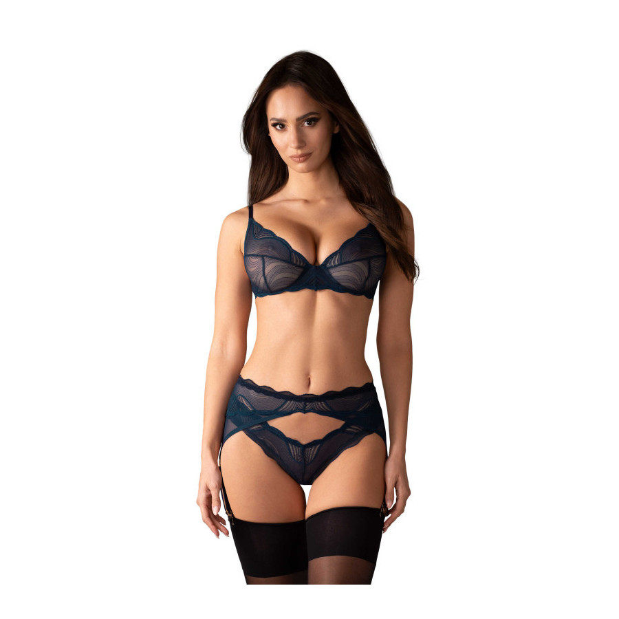 Ensemble lingerie bleu Nightly Blue – 3 pièces sensuel Obsessive