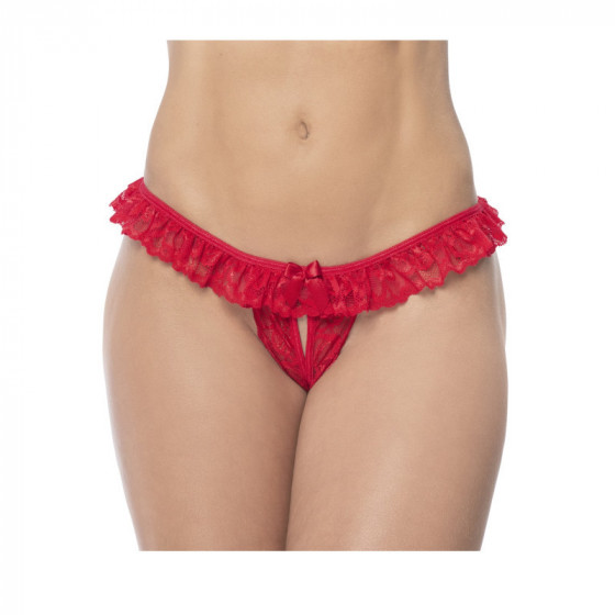 Culotte ouverte rouge avec froufrou en dentelle – lingerie sexy femme