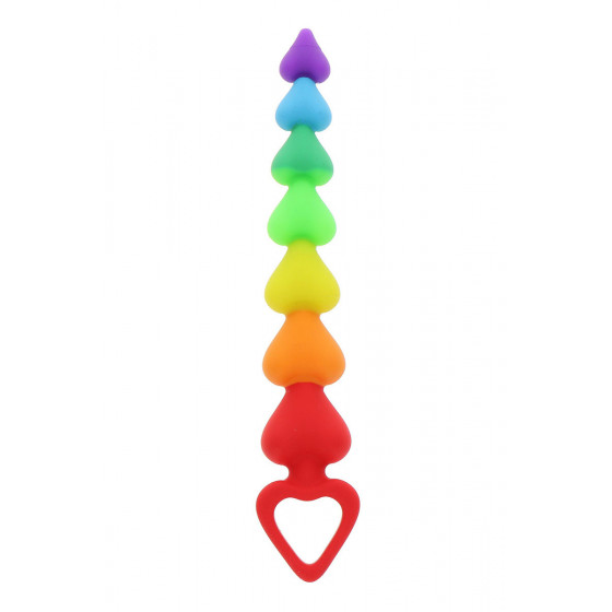 Stimulateur Anal Rainbow Heart Beads - Toyjoy