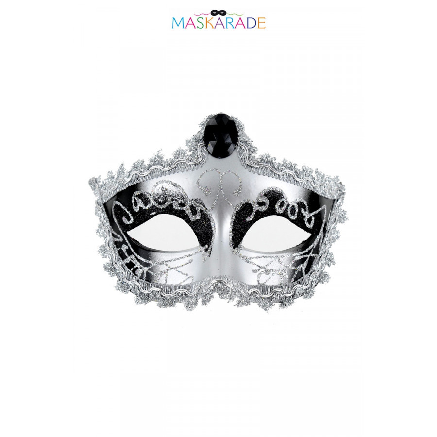 Masque Nozze di Figaro – Maskarade – Loup rigide argenté avec dentelle