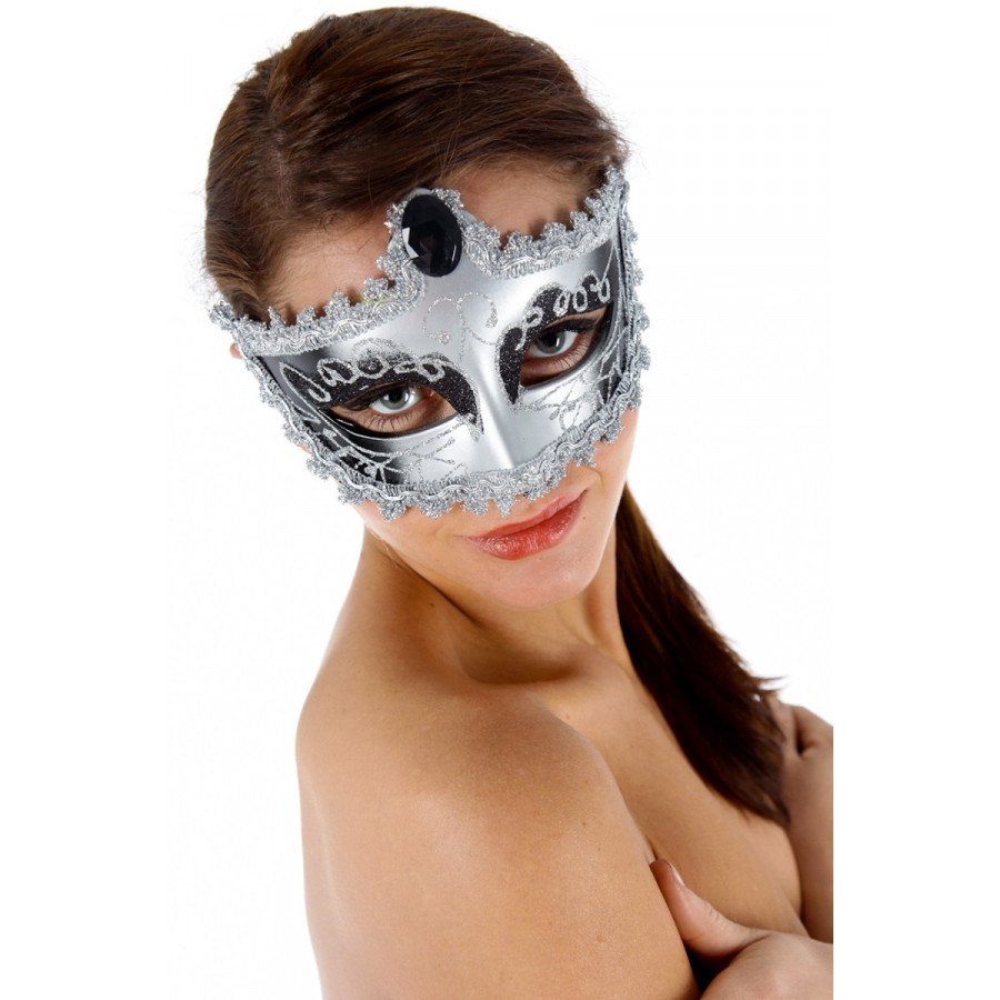 Masque Nozze di Figaro – Maskarade – Loup rigide argenté avec dentelle