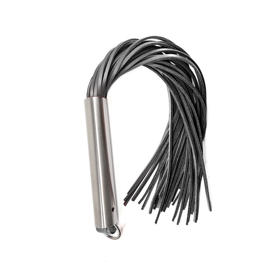 Martinet Homme Noir Manche Métal Lanières en Cuir Rigide